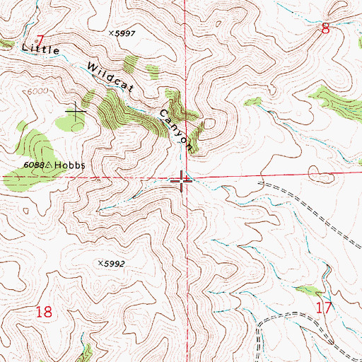 Topographic Map of Little Wildcat Canyon, WY