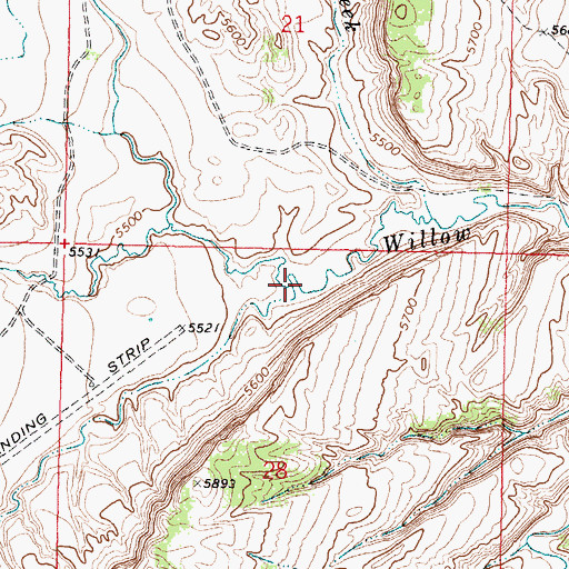 Topographic Map of Little Willow Creek, WY