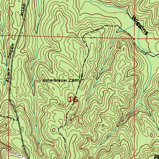 Topographic Map of Asherbraner Cemetery, AL