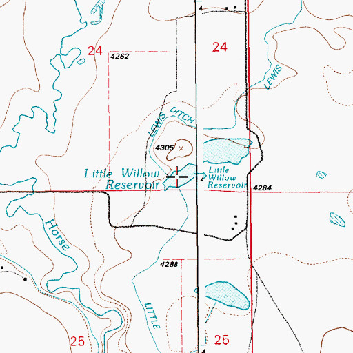 Topographic Map of Little Willow Reservoir, WY