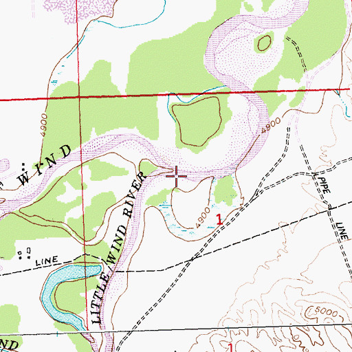 Topographic Map of Little Wind River, WY