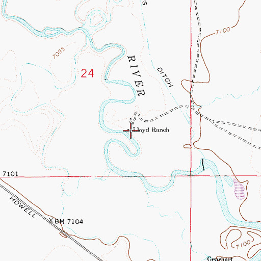 Topographic Map of Loyd Ranch, WY