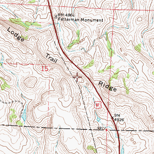 Topographic Map of Lodge Trail Ridge, WY