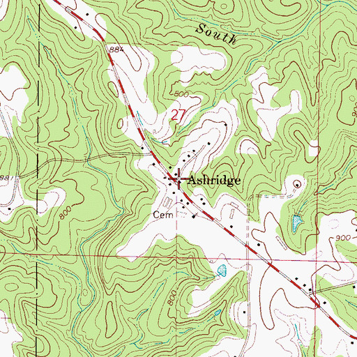 Topographic Map of Ashridge, AL