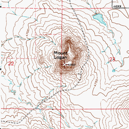 Topographic Map of Mount Logan, WY