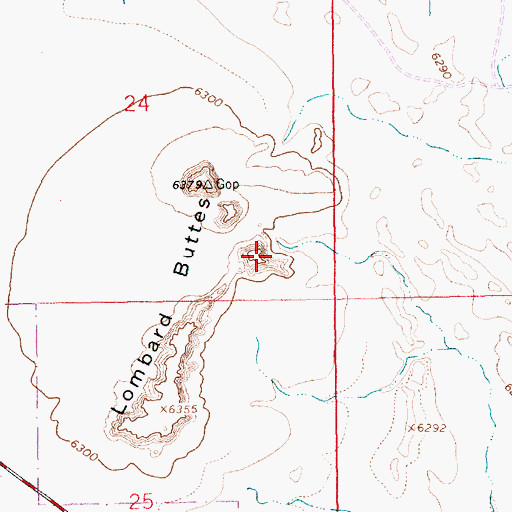 Topographic Map of Lombard Buttes, WY