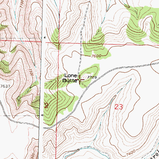 Topographic Map of Lone Butte, WY