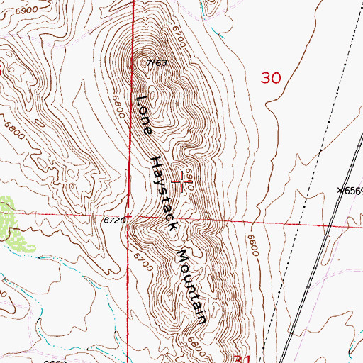 Topographic Map of Lone Haystack Mountain, WY