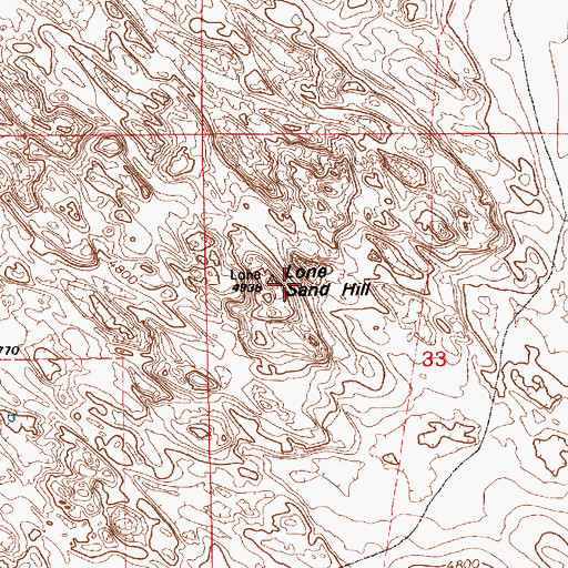 Topographic Map of Lone Sand Hill, WY