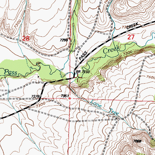 Topographic Map of Lone Tree Creek, WY