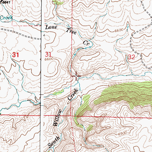 Topographic Map of Lone Tree Creek, WY