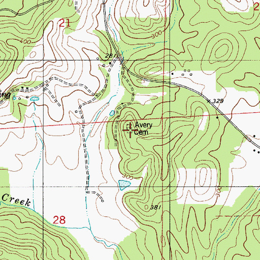 Topographic Map of Avery Cemetery, AL