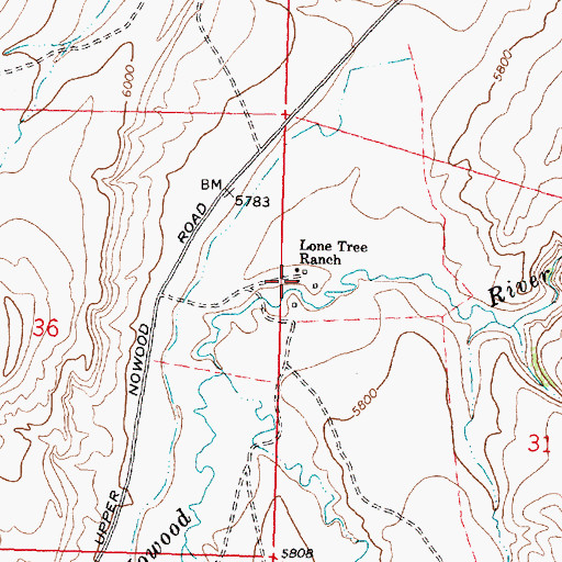 Topographic Map of Lone Tree Ranch, WY