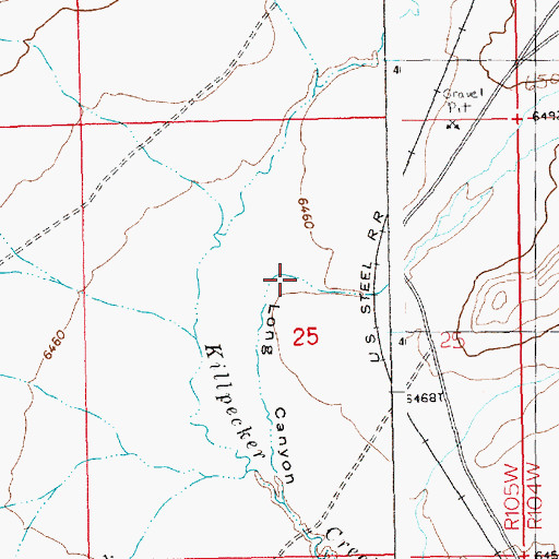 Topographic Map of Long Canyon, WY