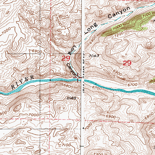 Topographic Map of Long Canyon, WY