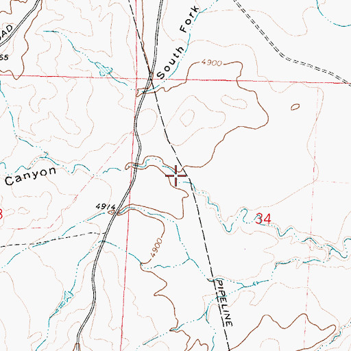 Topographic Map of Long Canyon, WY