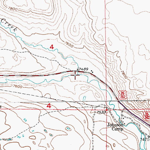 Topographic Map of Long Creek, WY