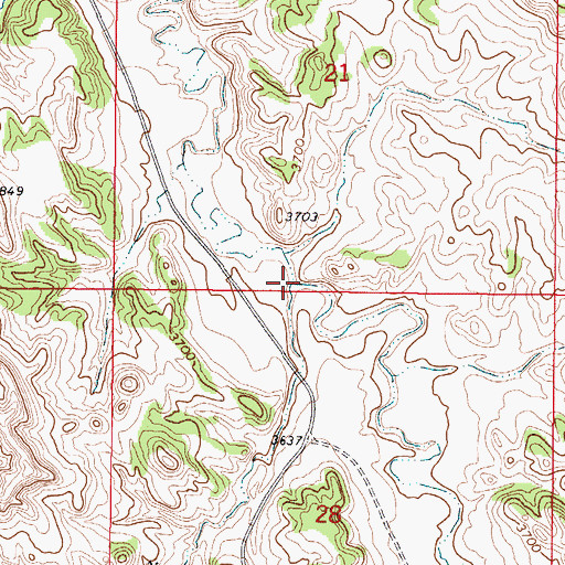 Topographic Map of Long Creek, WY