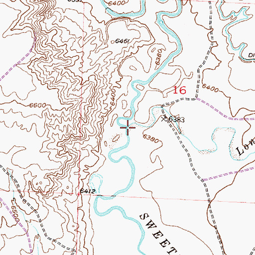 Topographic Map of Long Creek, WY