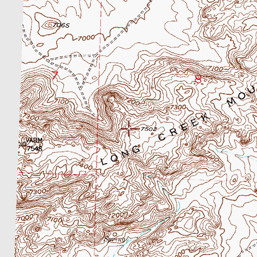 Topographic Map of Long Creek Mountain, WY