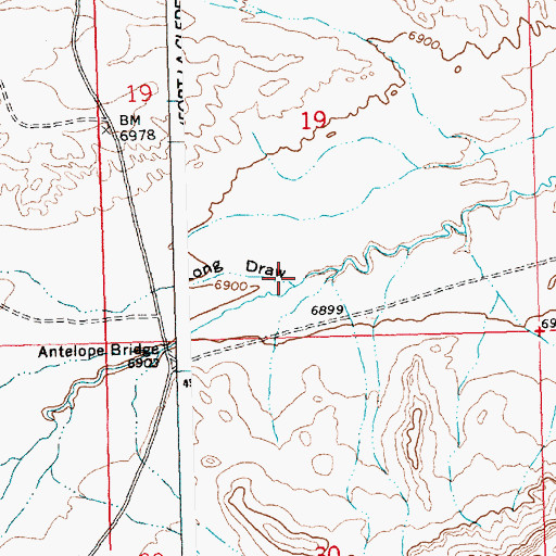 Topographic Map of Long Draw, WY