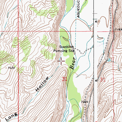 Topographic Map of Long Hollow, WY