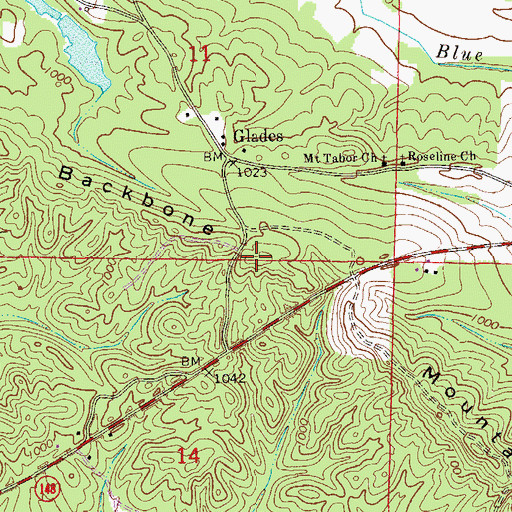 Topographic Map of Backbone Mountain, AL