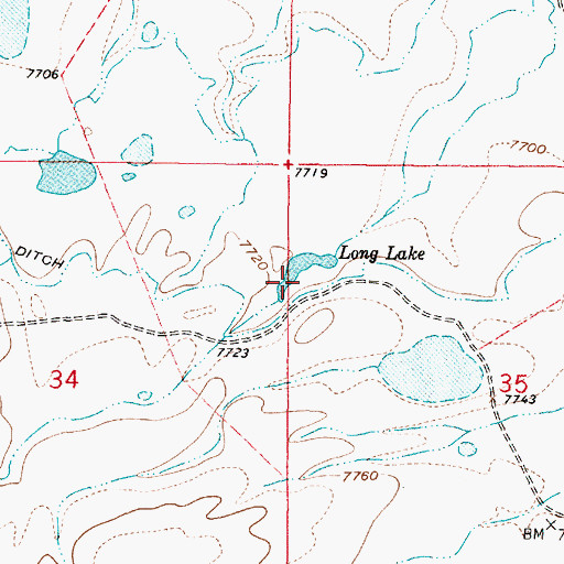 Topographic Map of Long Lake, WY