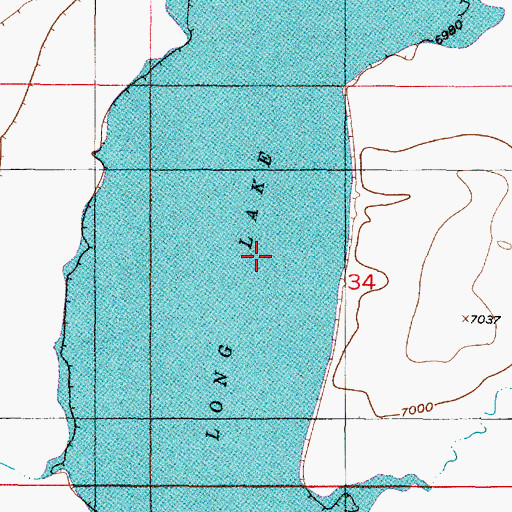 Topographic Map of Long Lake, WY