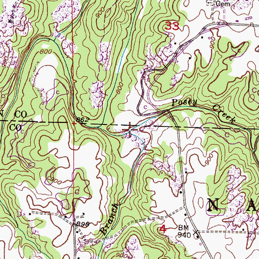 Topographic Map of Bagwell Branch, AL
