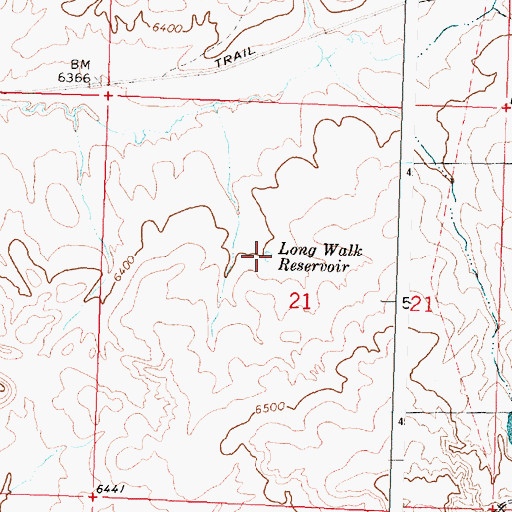 Topographic Map of Long Walk Reservoir, WY