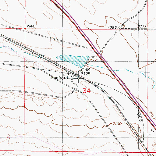 Topographic Map of Lookout, WY