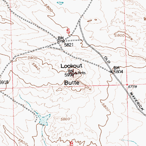 Topographic Map of Lookout Butte, WY