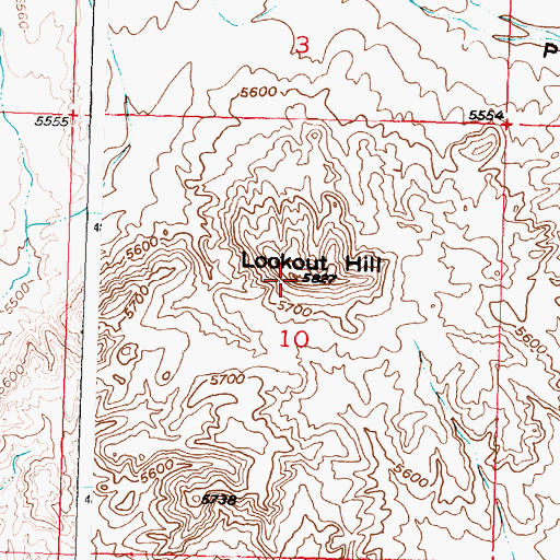 Topographic Map of Lookout Hill, WY