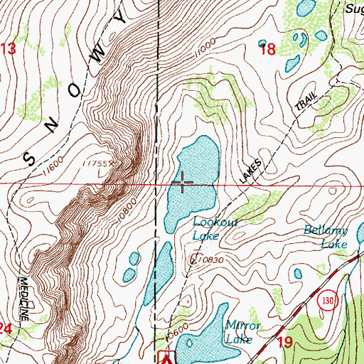 Topographic Map of Lookout Lake, WY