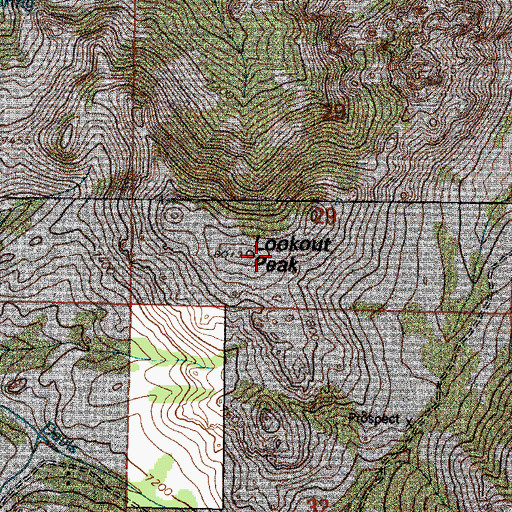 Topographic Map of Lookout Peak, WY