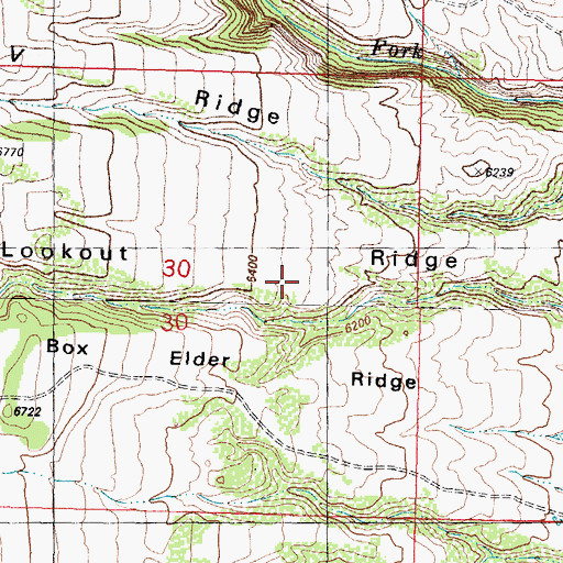 Topographic Map of Lookout Ridge, WY