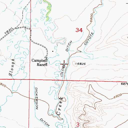 Topographic Map of Lord Ditch, WY