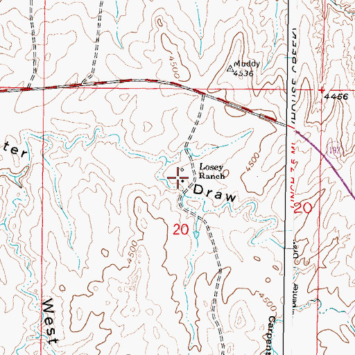 Topographic Map of Losey Ranch, WY