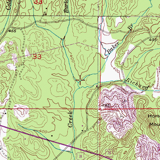 Topographic Map of Baker Branch, AL