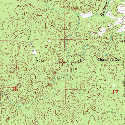 Topographic Map of Baker Creek, AL