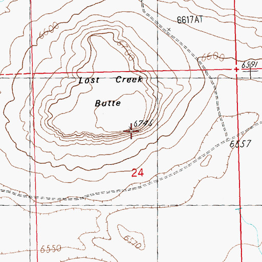 Topographic Map of Lost Creek Butte, WY