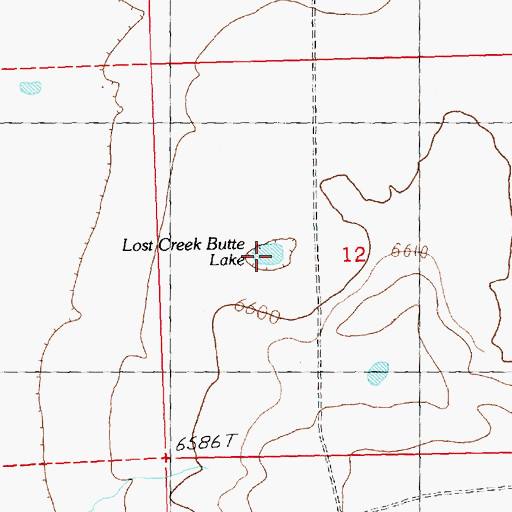 Topographic Map of Lost Creek Butte Lake, WY