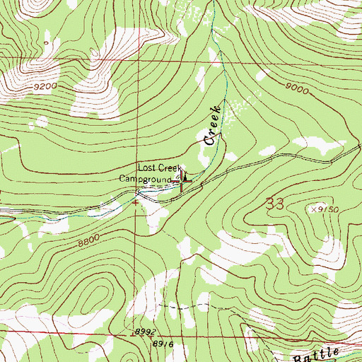 Topographic Map of Lost Creek Campground, WY