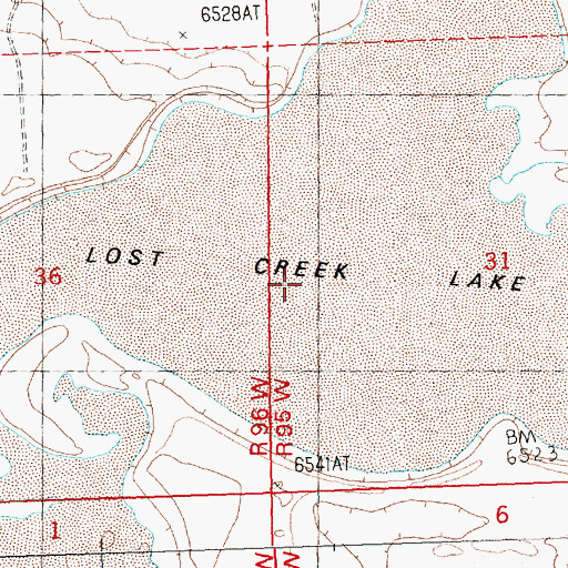 Topographic Map of Lost Creek Lake, WY