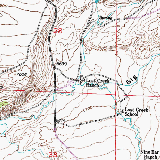 Topographic Map of Lost Creek Ranch, WY