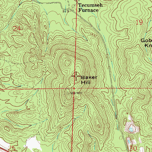 Topographic Map of Baker Hill, AL