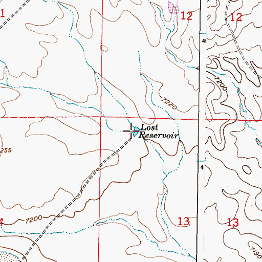 Topographic Map of Lost Reservoir, WY