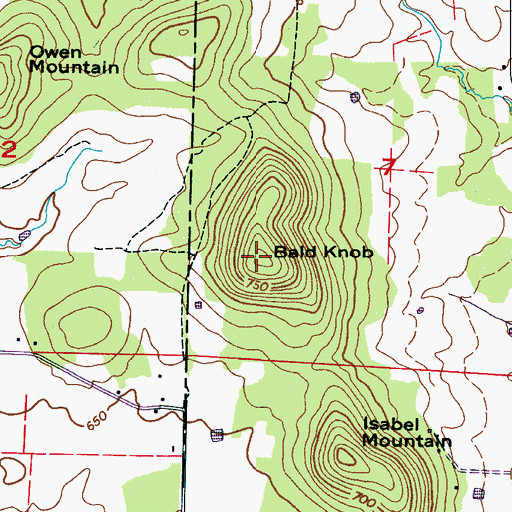 Topographic Map of Bald Knob, AL