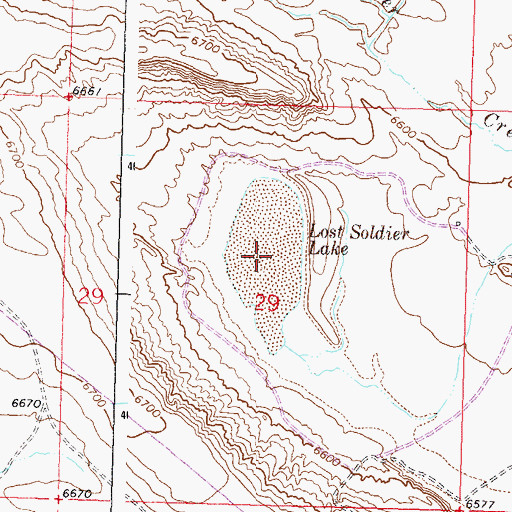 Topographic Map of Lost Soldier Lake, WY